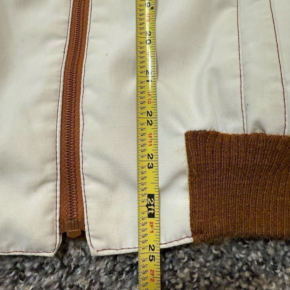 Vintage Cream Brown Canvas Aviator Leather Bomber Jacket Coat Medium - Picture 8 of 10